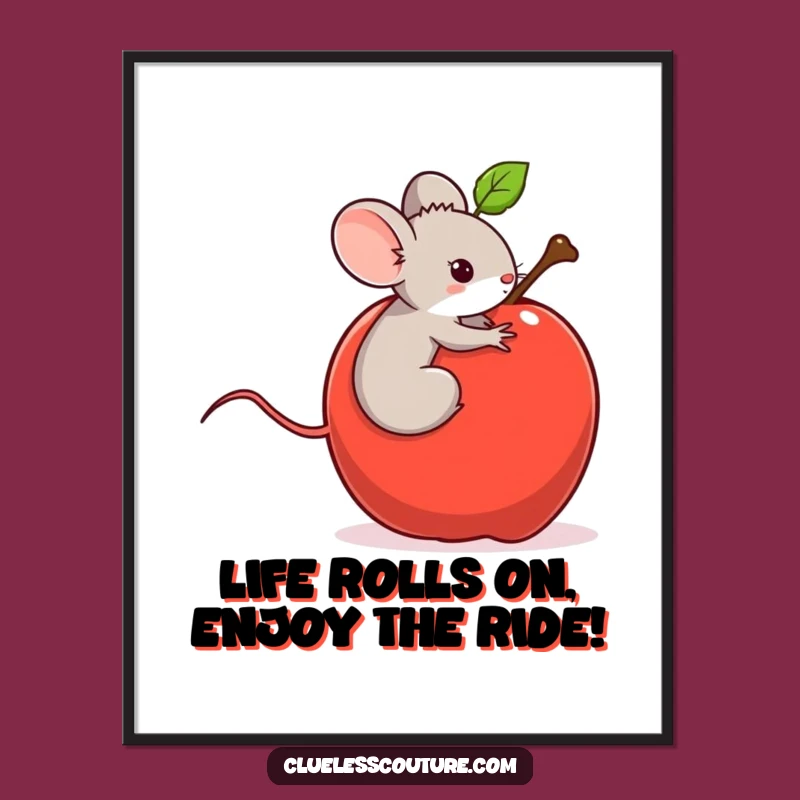 Funny Free Printable Wall Art: Mouse's Apple Escapade - Humorous Downloadable Decor!