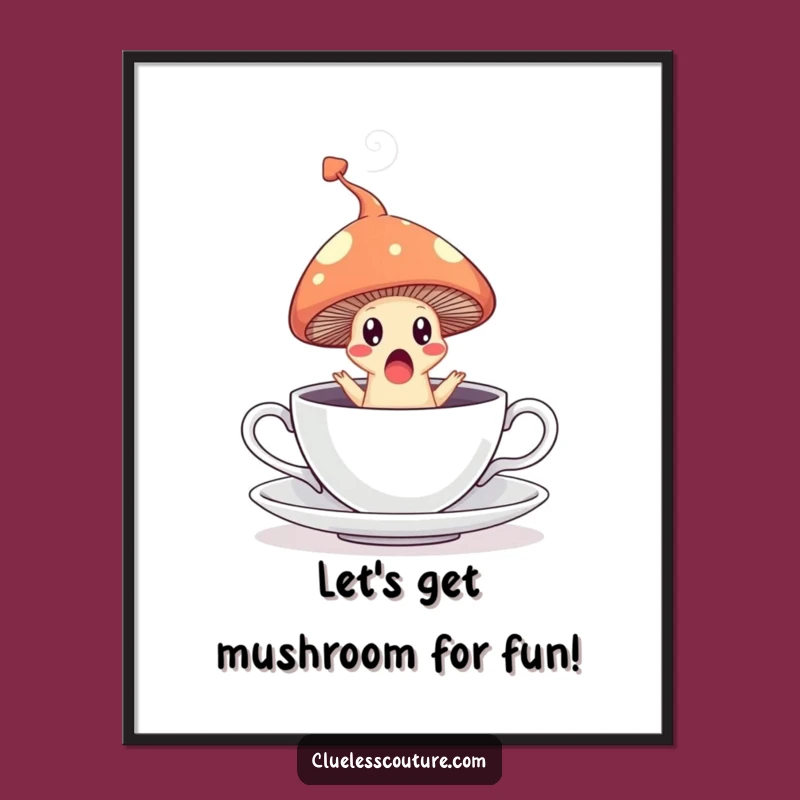 Funny Free Printable Wall Art: Mushroom's Teacup Jump, Hilarious Downloadable Decor