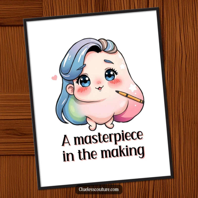 Funny Free Printable Wall Art: Playful blob of paint attempting to paint its own self-portrait, DIY.