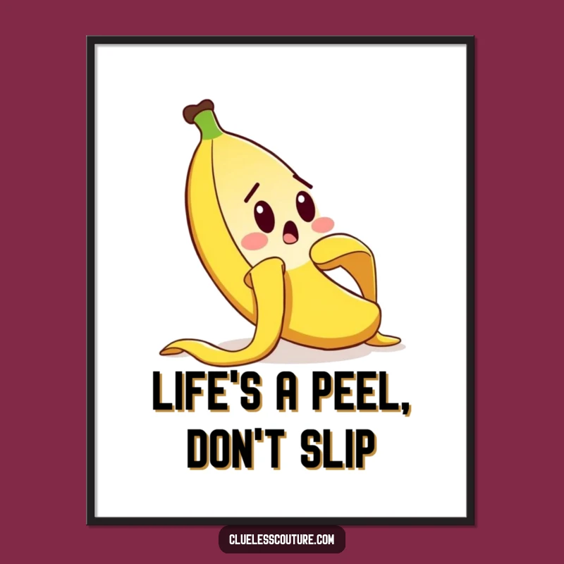 Funny Free Printable Wall Art: Slipping Banana Peel - Comical Downloadable Decor