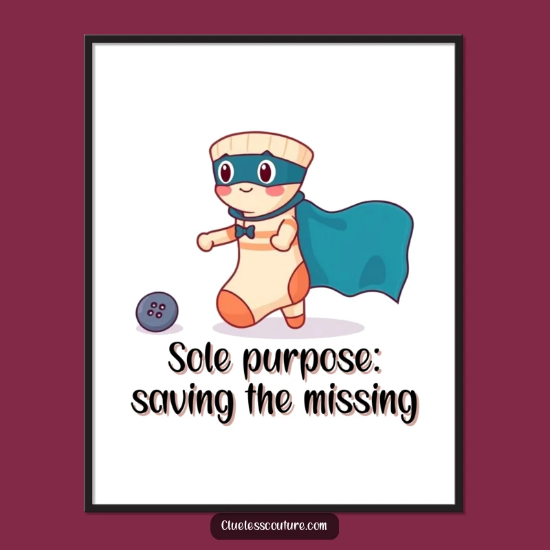 Funny Free Printable Wall Art: Sock Rescues Button, Quirky Downloadable Decor