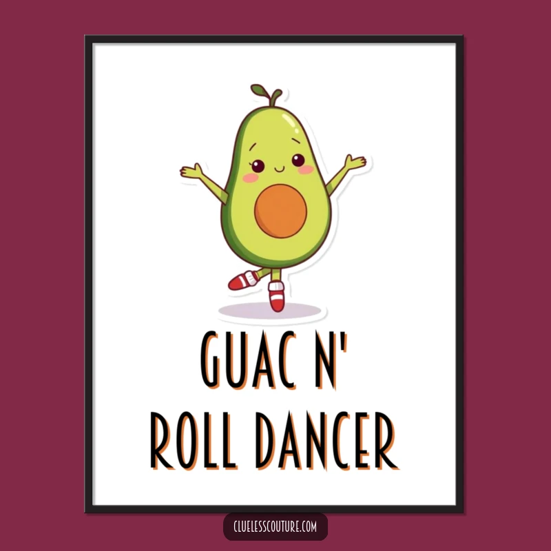 Funny Free Printable Wall Art: Shy Avocado Ballet Decor Downloadable