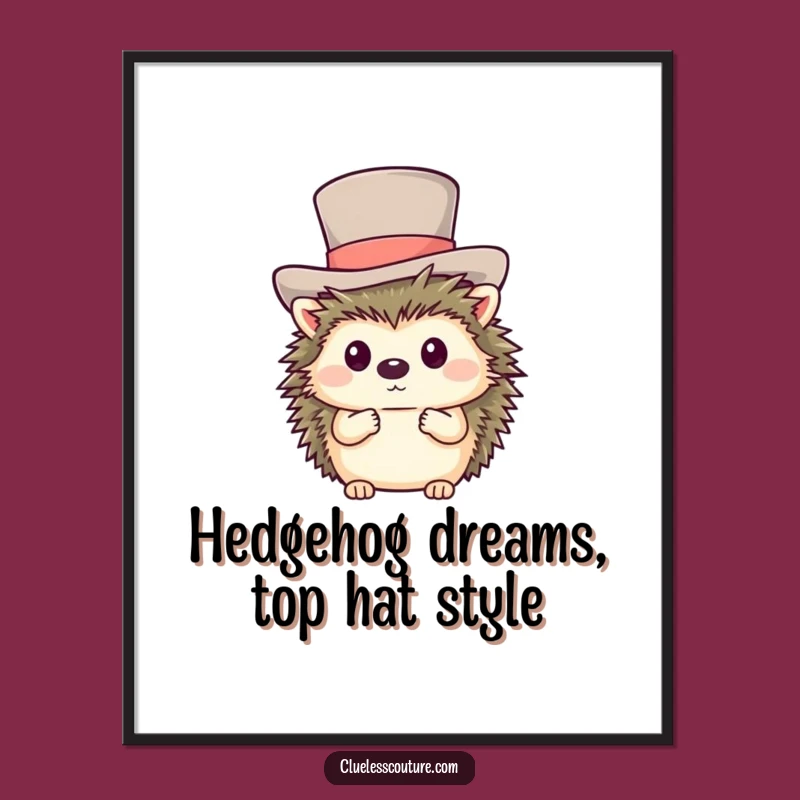 Funny Free Printable Wall Art: Shy Hedgehog Top Hat - Adorable Downloadable Decor!