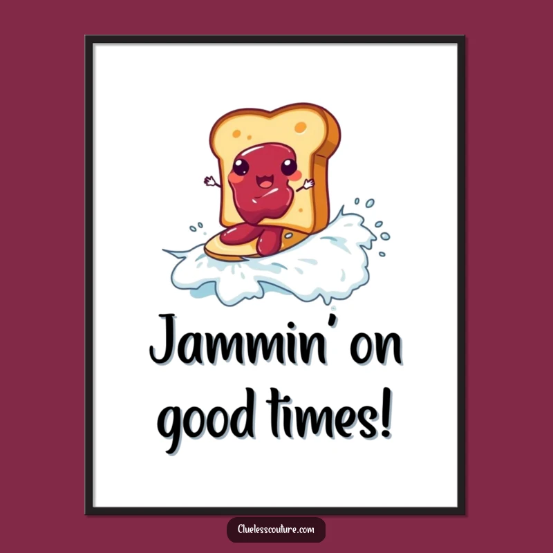 Funny Free Printable Wall Art: Toast Surfing Jam Wave, Hilarious Downloadable Decor