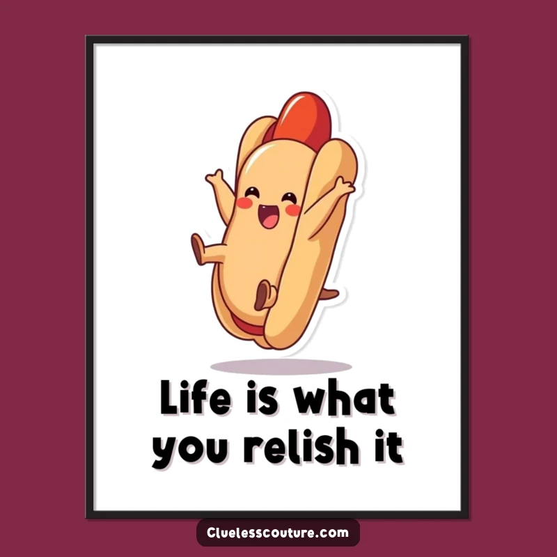 Free Printable Funny Wall Art: Hot Dog Cartwheel Action! Downloadable Fun Decor!