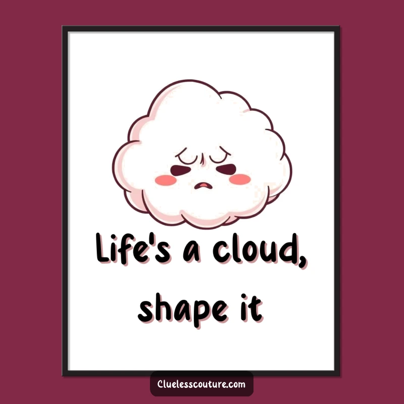 Funny Free Printable Wall Art: Nervous Cloud Decor - Quirky Downloadable Art