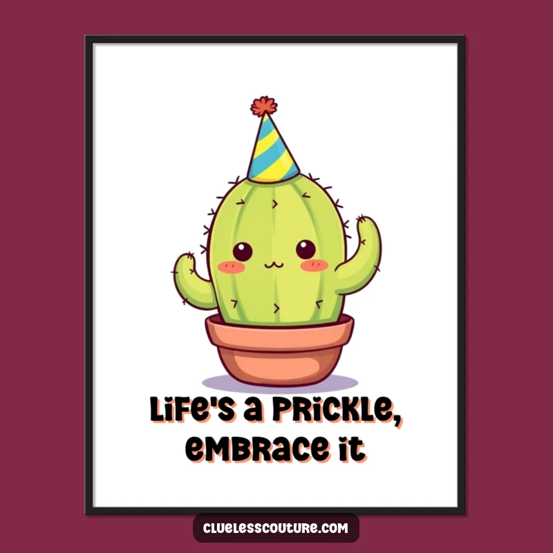 Funny Free Printable Wall Art: Overwhelmed Cactus Party Vibes - Quirky Downloadable Art