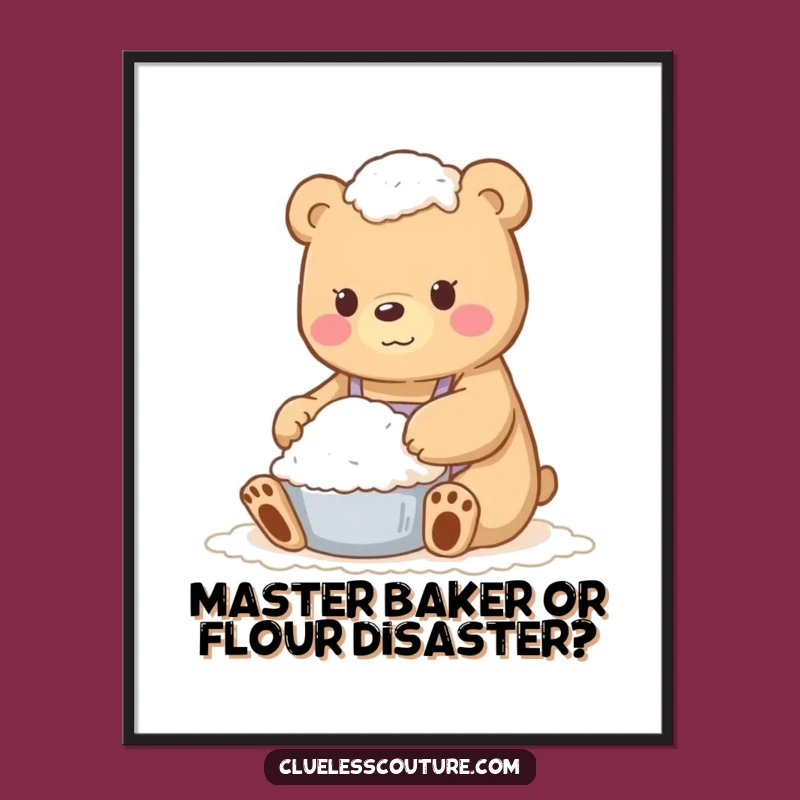 Free Printable Wall Art: Hilarious Flour Bear Baking Blunder Downloadable Art