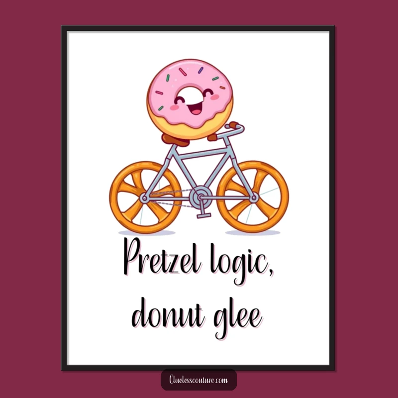 Free Printable Wall Art: Funny Donut Bicycle Art - Downloadable Quirky Decor