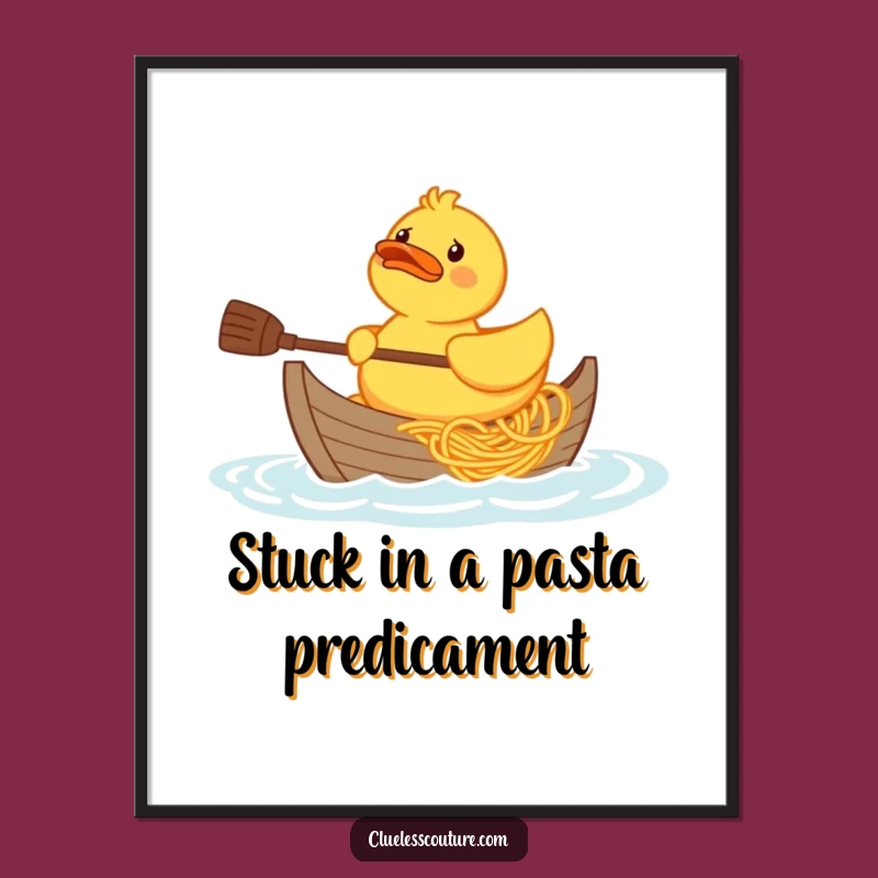 Free Printable Wall Art: Duck & Spaghetti Boat, Humorous Downloadable Decor for Quirky Spaces