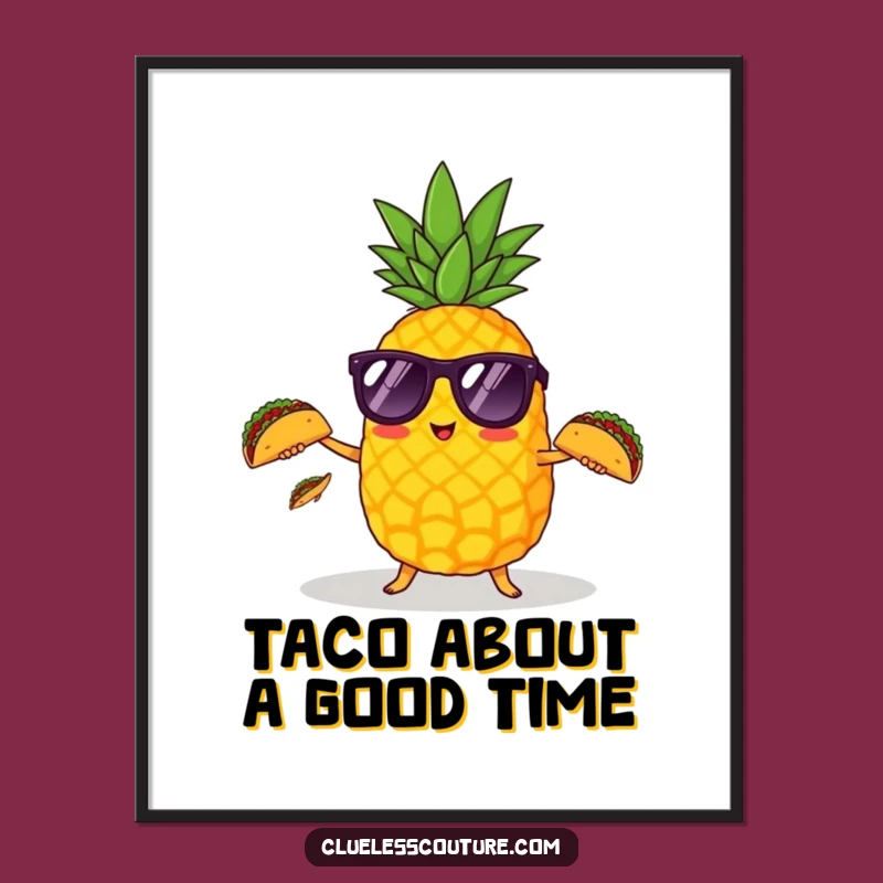 Cool Pineapple Taco Juggling Free Printable Wall Art - Tropical Downloadable Art