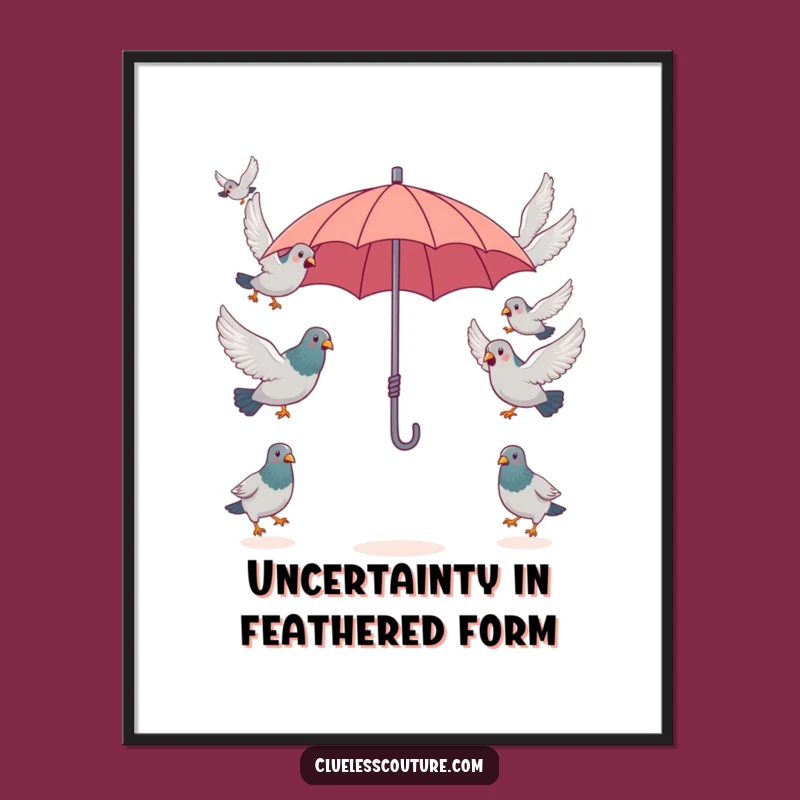Funny Free Printable Wall Art: Pigeons vs. Umbrella, Quirky Downloadable Art for Any Room