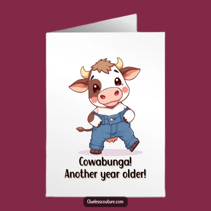 Free Printable Cow Jeans Birthday Card: Funny Downloadable Gift for Her, Hilarious DIY