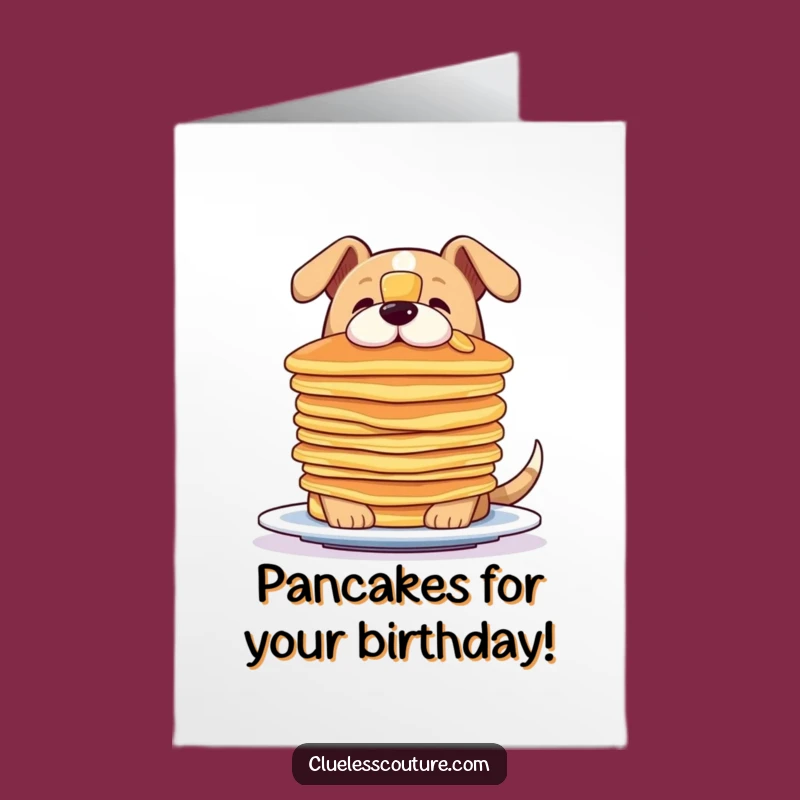 Free Printable Birthday Card: Dog Balancing Pancakes - Hilarious Downloadable Fun Gift!