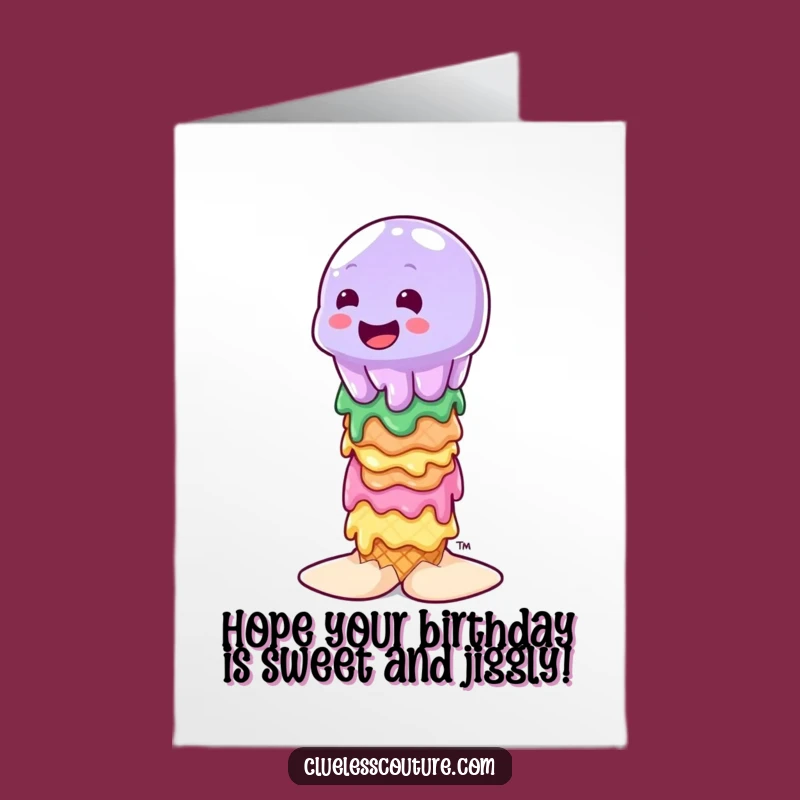 Free Printable Birthday Card: Wobbly Jelly & Ice Cream, Hilarious Downloadable Gift