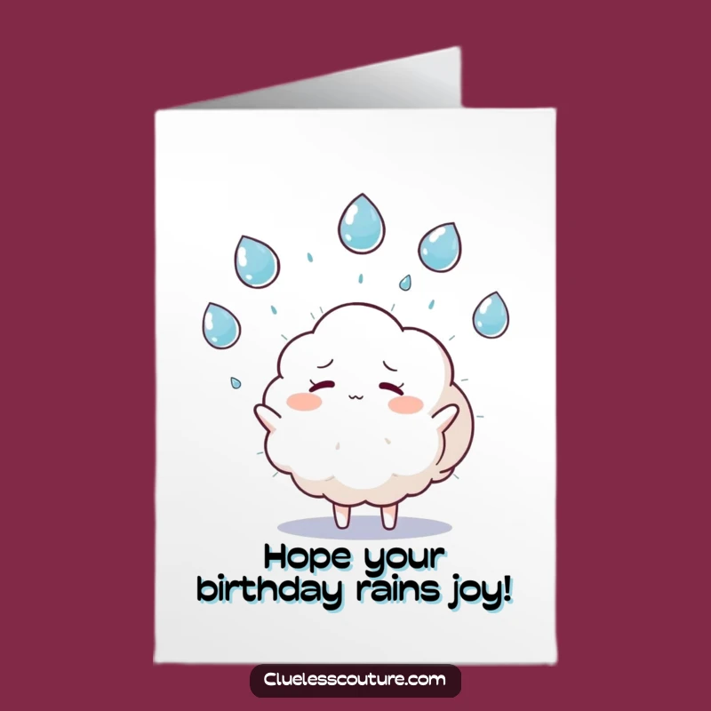 Free Printable Cloud Birthday Card: Juggling Raindrops Fun - Funny Downloadable Gift