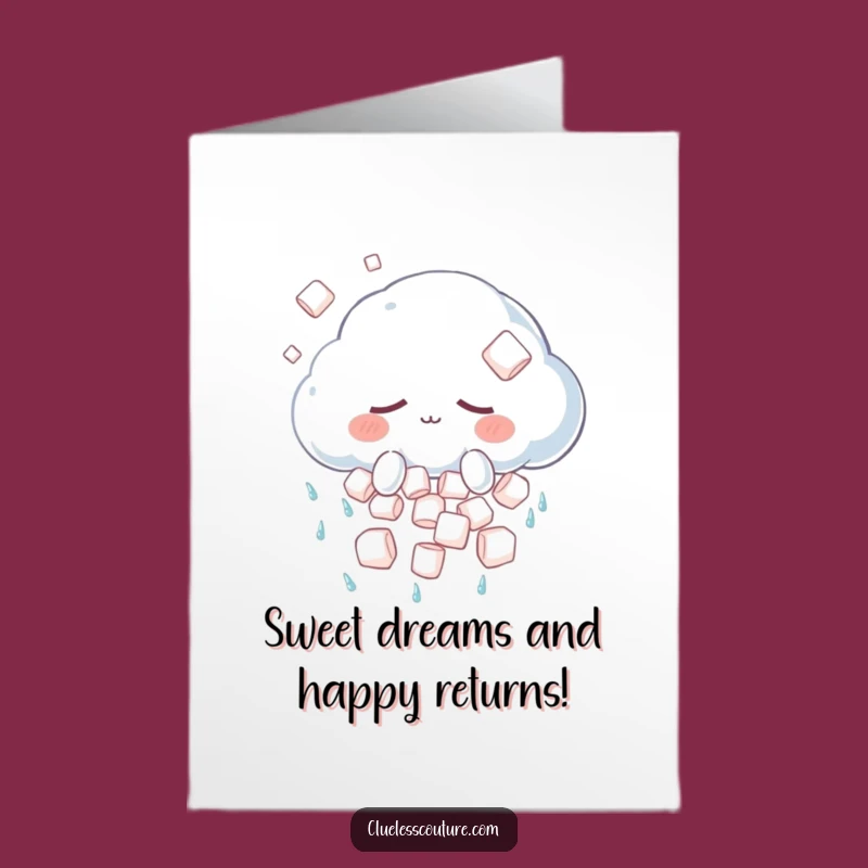 Free Printable Funny Birthday Card: Sleepy Cloud Marshmallow Surprise Downloadable