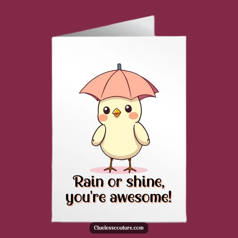 Funny Free Printable Birthday Card: Bird with Umbrella Hat, Perfect Downloadable Gift