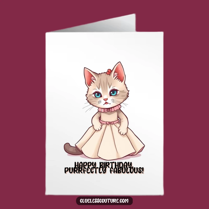 Funny Free Printable Birthday Card: Cat's Couture Catastrophe - Downloadable Laughs!