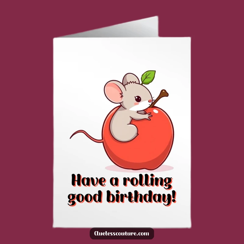 Funny Free Printable Birthday Card: Mouse's Apple Ride - Hilarious Downloadable Gift!