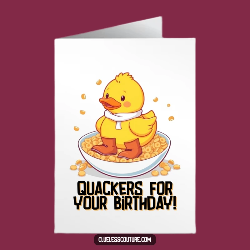 Funny Rubber Duck Cereal Boots Free Printable Birthday Card - Downloadable DIY Gift