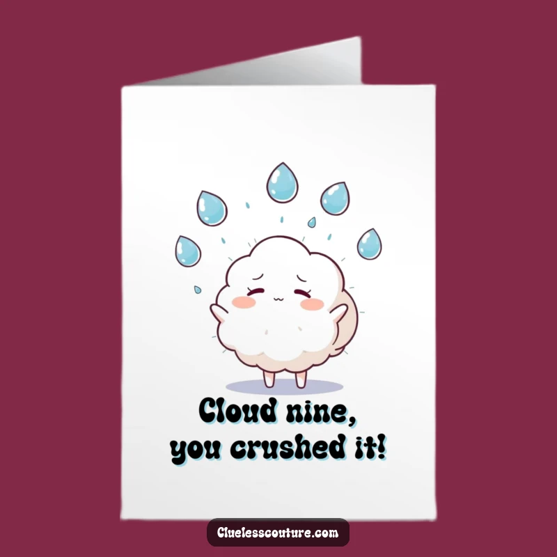 Free Printable Cloud Congrats Card: Juggling Raindrops Success - Funny Downloadable Gift