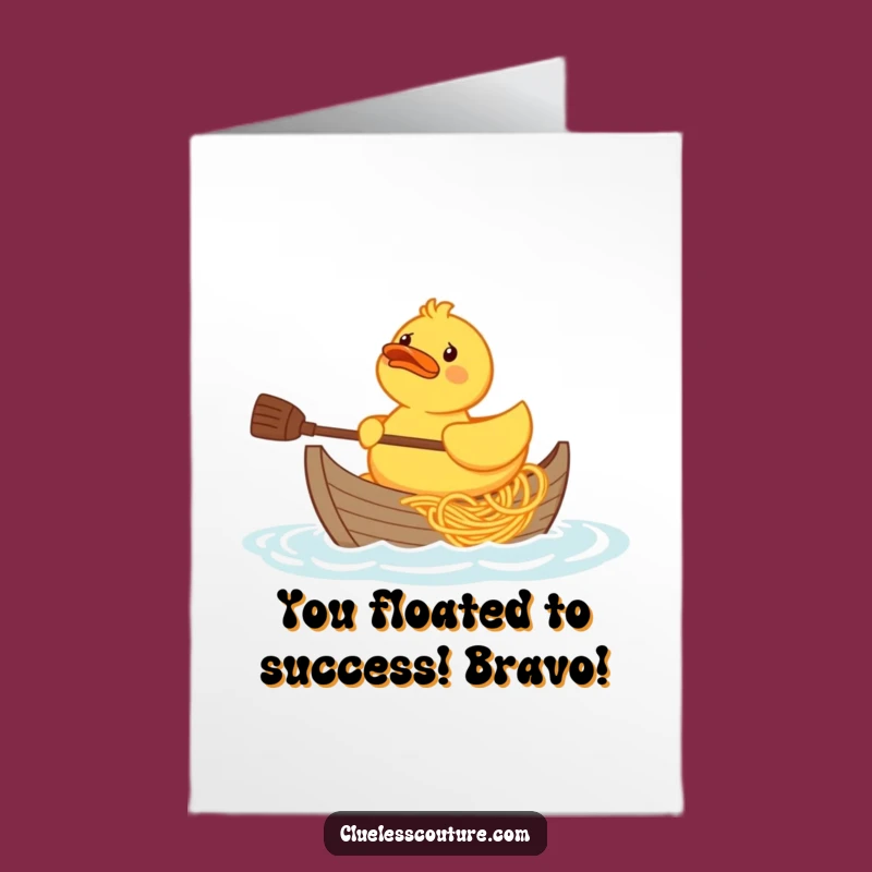 Free Printable Congrats Card: Duck & Spaghetti Boat, Humorous Downloadable for Any Win