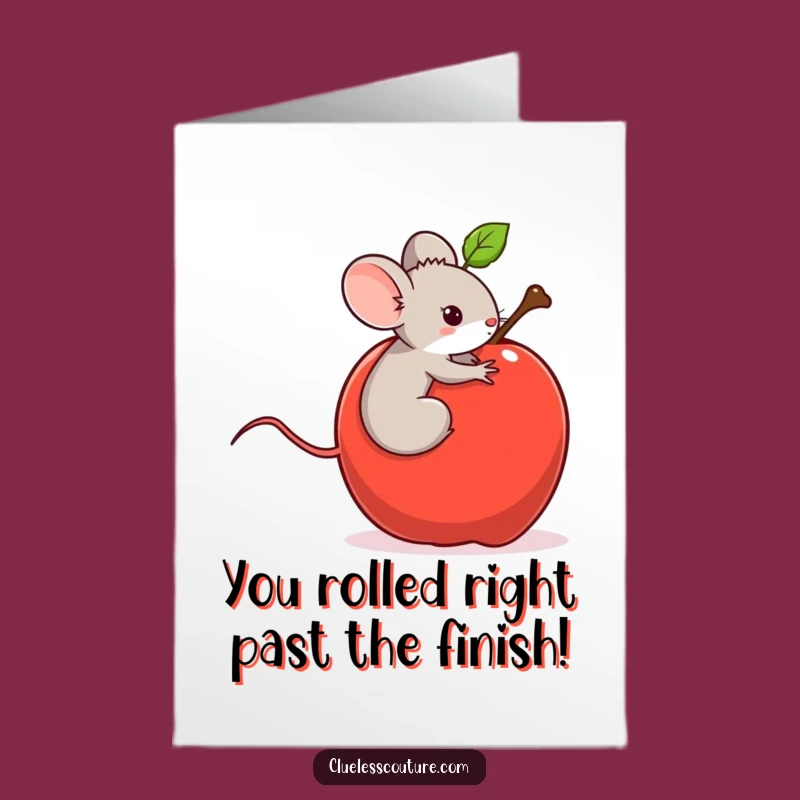 Free Printable Congrats Card: Mouse's Wild Apple Adventure - Funny Downloadable Celebration!