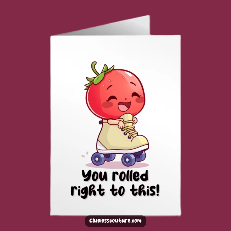 Funny Free Printable Congrats Card: Strawberry Skate Chaos, A Unique Downloadable Gift