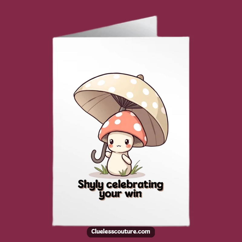 Free Printable Congrats Card: Shy Mushroom Peeking Out, Funny Downloadable Gift for Any Occasion