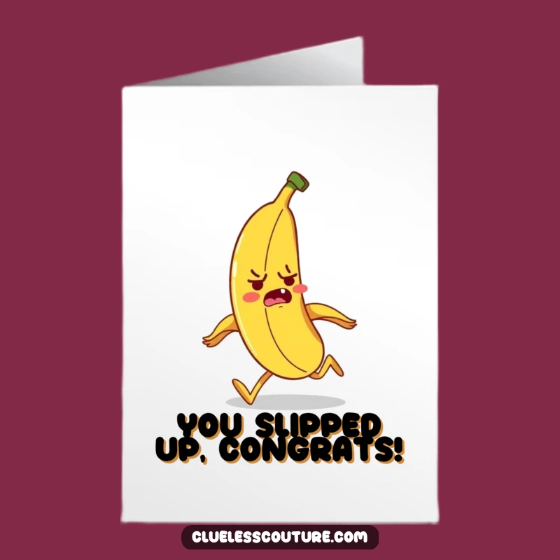 Free Printable Congratulations Card: Nervous Banana Tripping, A Comical Downloadable Gift