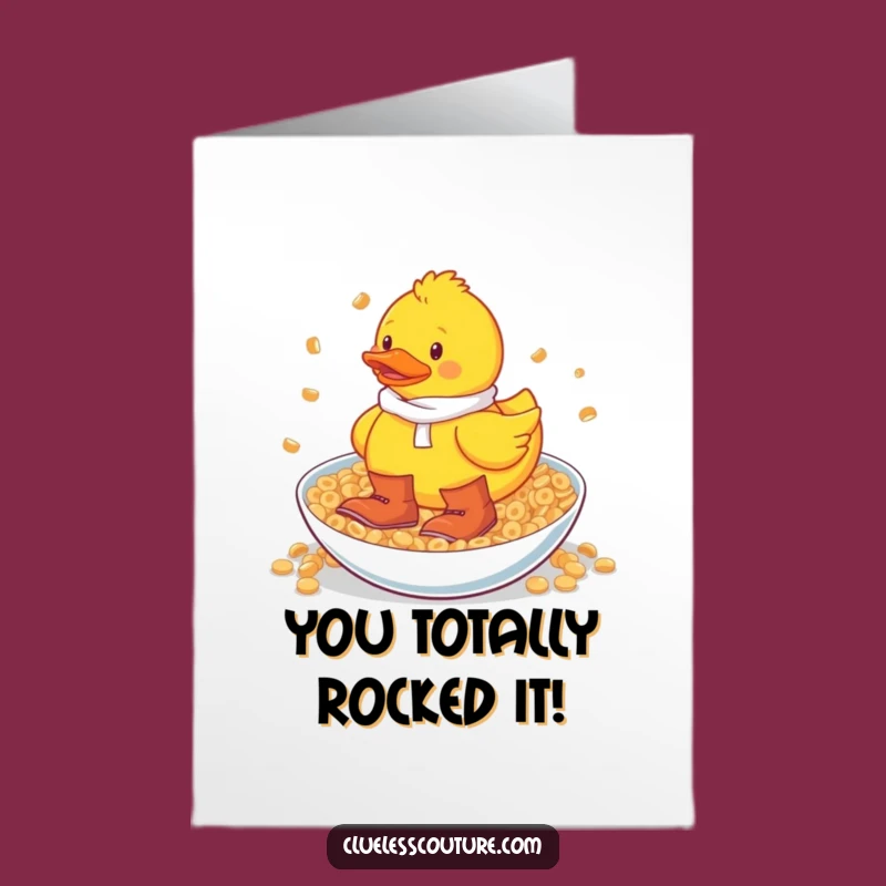 Silly Rubber Duck Cereal Boots Free Printable Congrats Card - Downloadable DIY