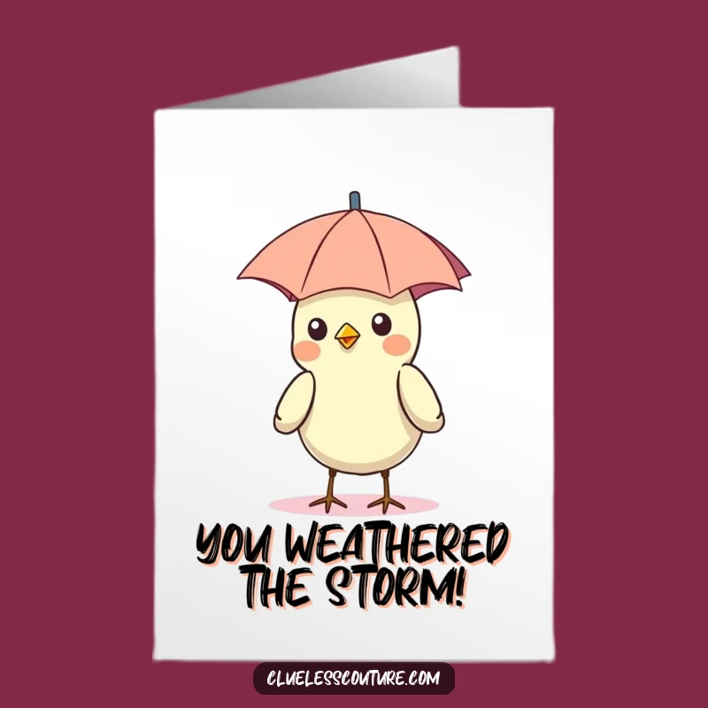 Free Printable Congrats Card: Bird with Umbrella Hat, Humorous Downloadable Greeting