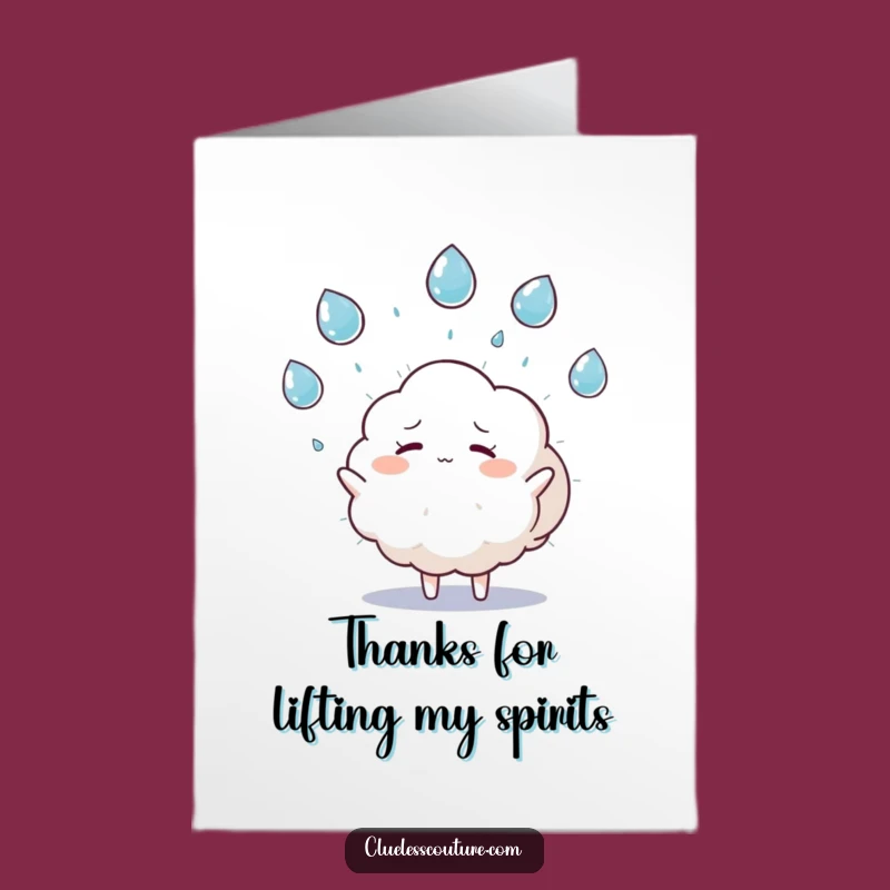 Free Printable Cloud Thank You Card: Juggling Raindrops Gratitude - Funny Downloadable Gift