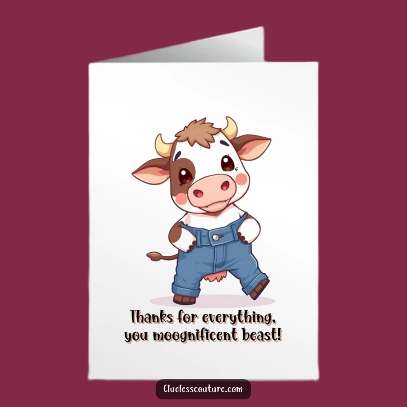 Free Printable Cow Jeans Thank You Card: Humorous Downloadable Gift for All