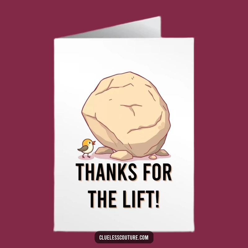 Free Printable Thank You Card: Bird Pushing Boulder - A Funny Downloadable Gift of Gratitude!