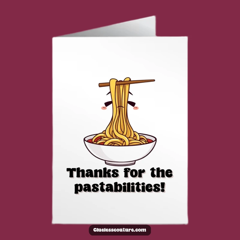 Free Printable Thank You Card: Chopsticks Spaghetti Gratitude Humor Downloadable