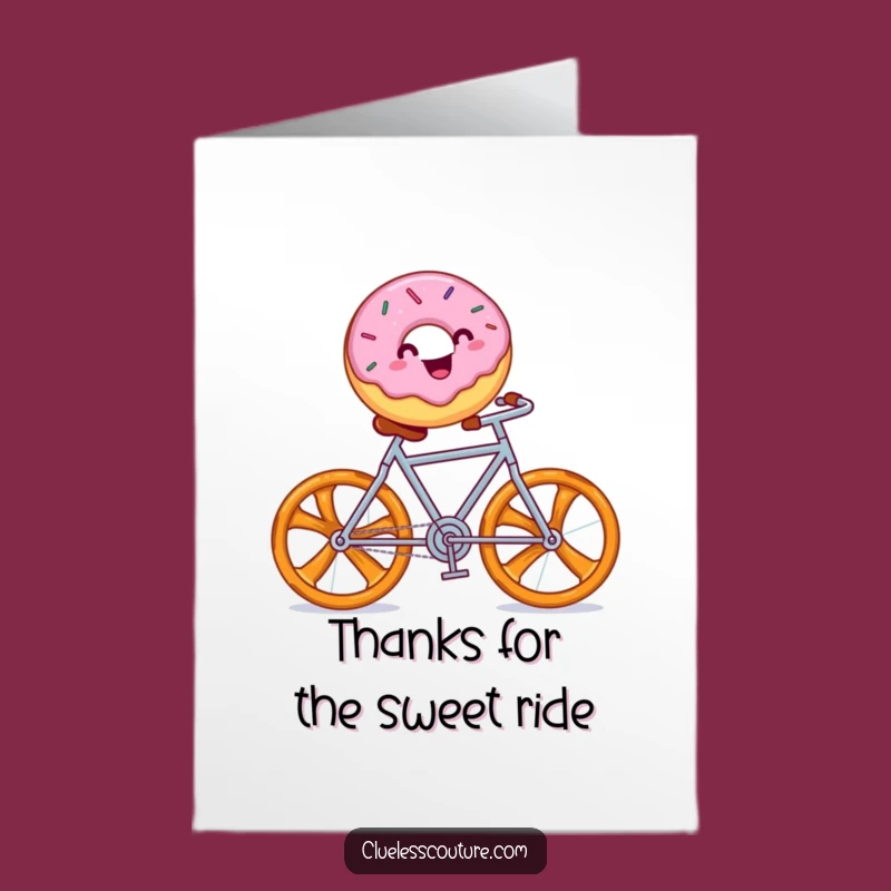 Free Printable Thank You Card: Funny Donut Bicycle Thanks - Downloadable DIY Appreciation