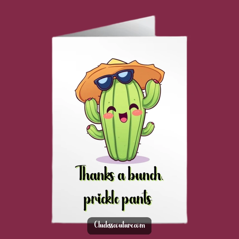 Free Printable Thank You Card: Humorous Cactus Sun Hat Design, Print at Home Appreciation Gift
