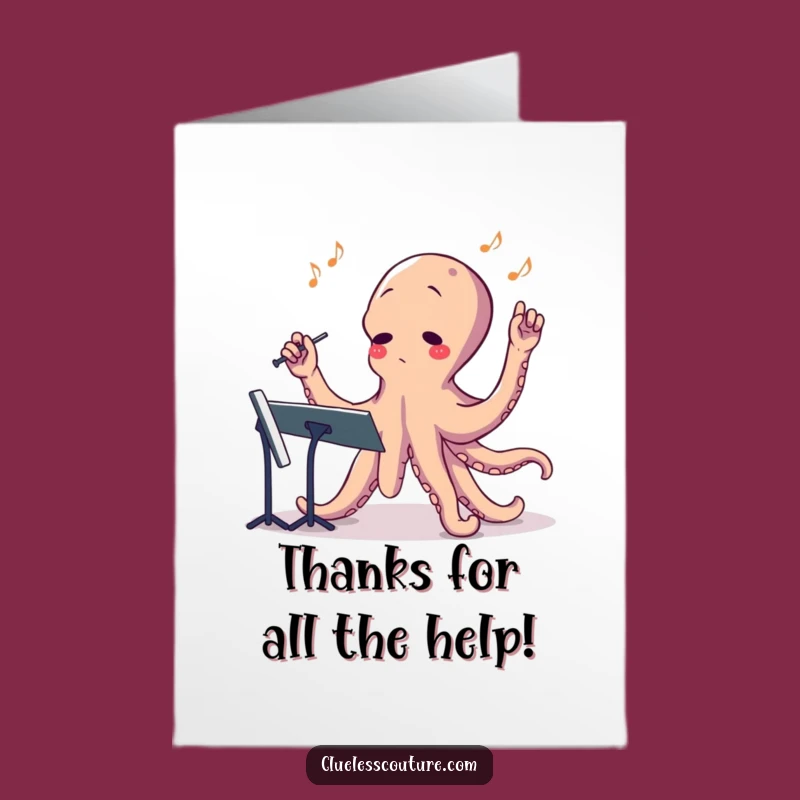 Free Printable Thank You Card: Octopus Conductor Thanks Funny Downloadable Gift