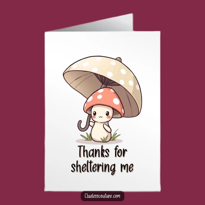 Free Printable Thank You Card: Shy Mushroom Shares Gratitude, Funny Downloadable Gift Idea
