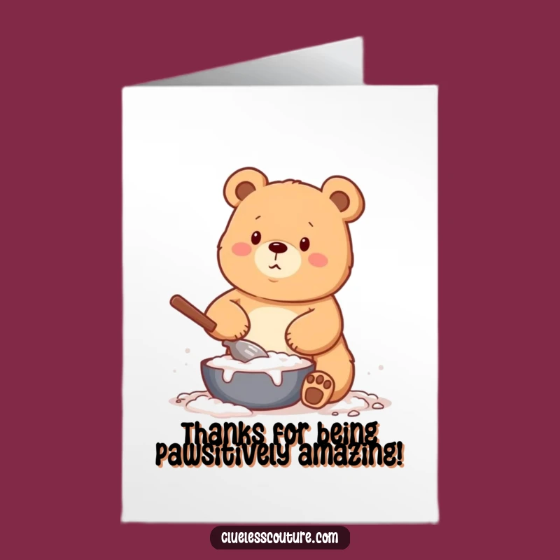 Funny Free Printable Bear Thank You Card: Messy Baking DIY Downloadable Gift