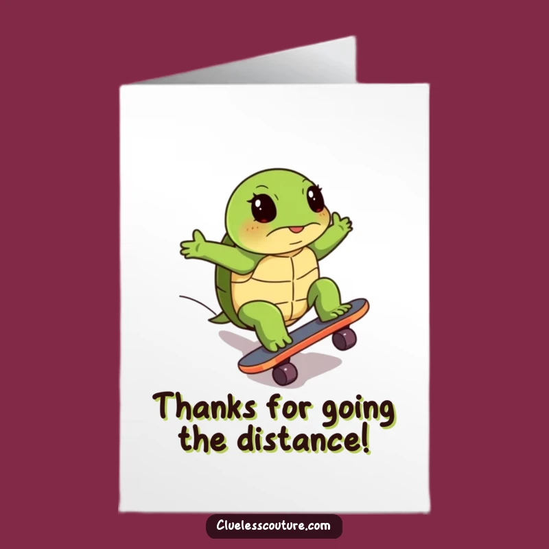 Funny Free Printable Turtle Thank You Card: Skateboard Effort DIY Downloadable Gift