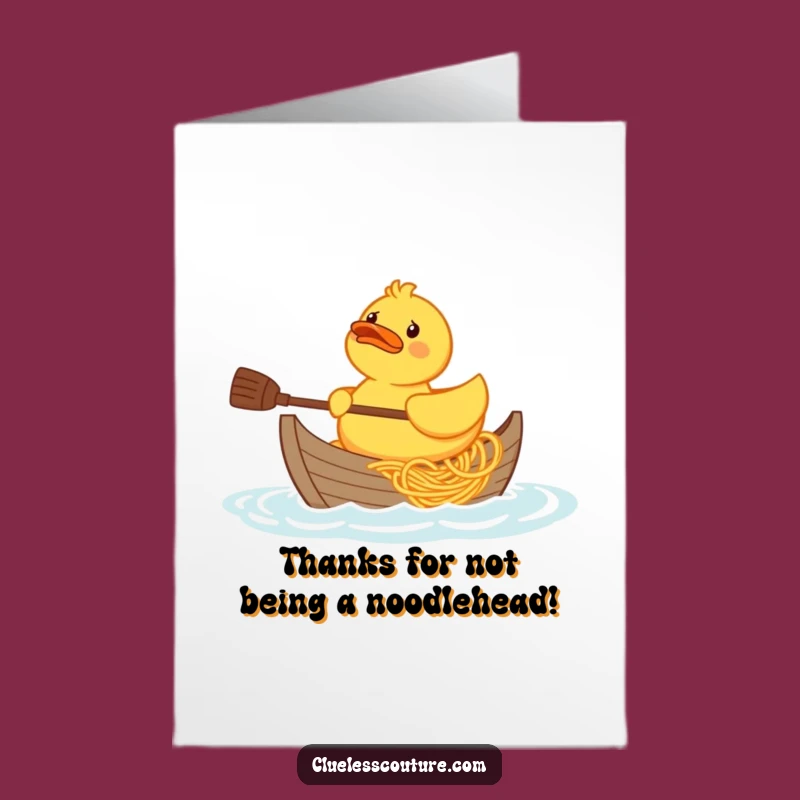 Free Printable Thank You Card: Duck & Spaghetti Boat, Whimsical Downloadable with Gratitude