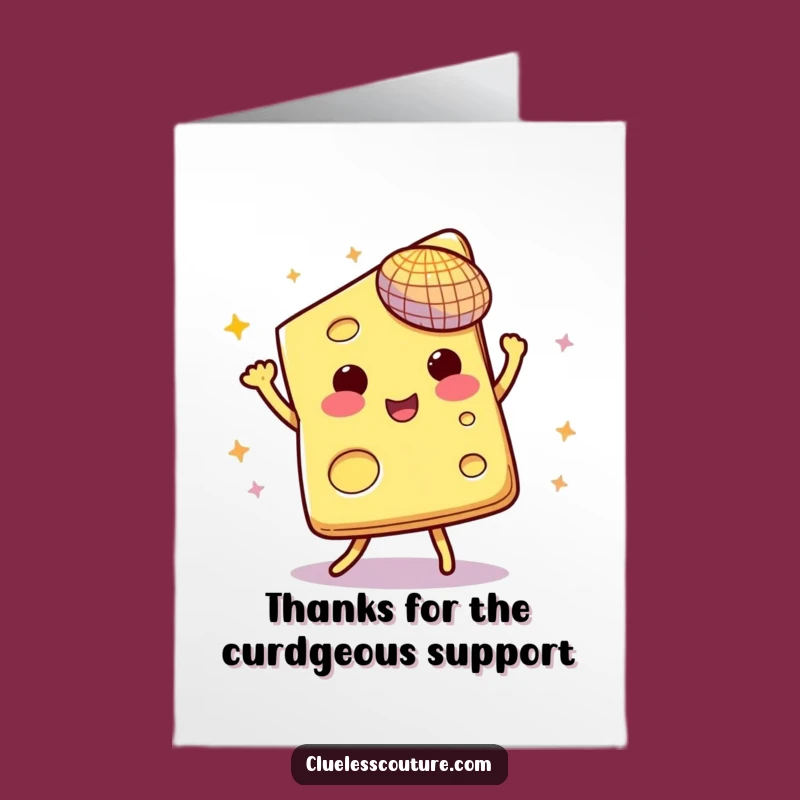 Free Printable Thank You Card: Dancing Cheese Gratitude, Print at Home Fun Appreciation