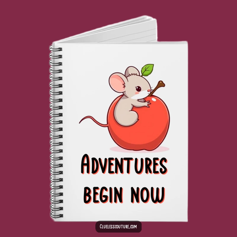 Funny Mouse Apple Ride Notebook - Journal Your Adventures, Hilarious Gift