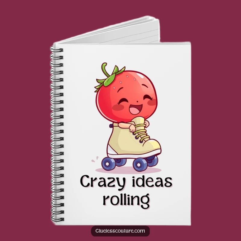Funny Strawberry Skate Notebook - Giggling Character's Wild Ideas Journal