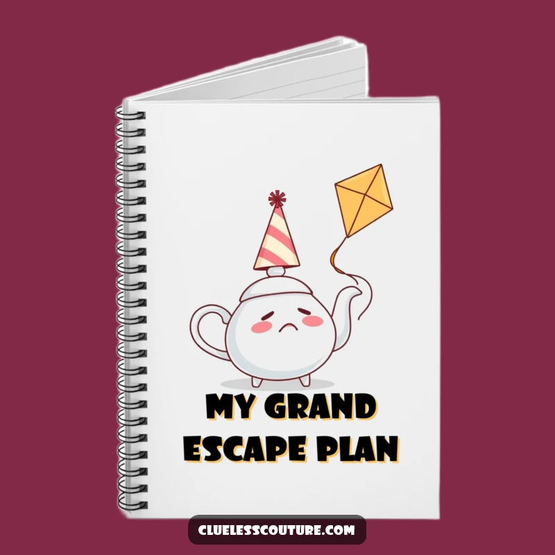 Funny Confused Teapot Flying Kite Notebook, Journal for Whimsical Ideas