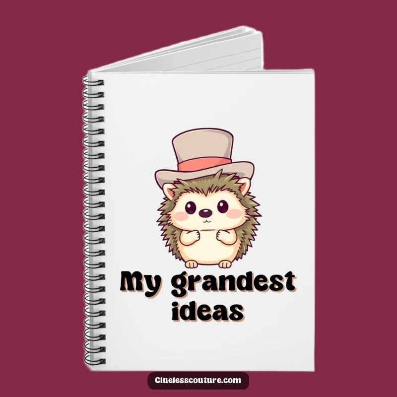 Funny Shy Hedgehog Top Hat Notebook - Adorable Journal for Sweet Thoughts