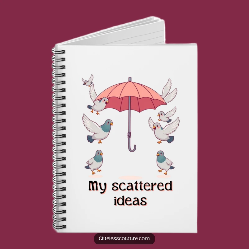 Funny Pigeon Umbrella Notebook, Flock Chaos Jotting, Hilarious Gift for Writers